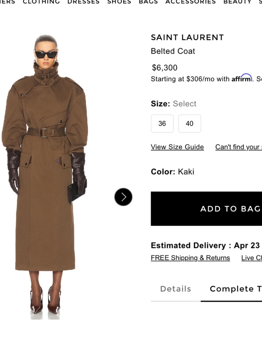 SAINT LAURENT
Belted Coat - Picture 3 of 8